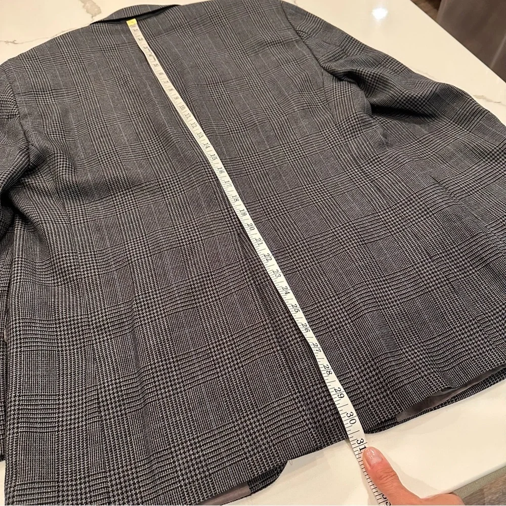 Lauren Ralph Lauren Mens Gray Plaid Wool Blazer Size 42R Sport Coat Jacket